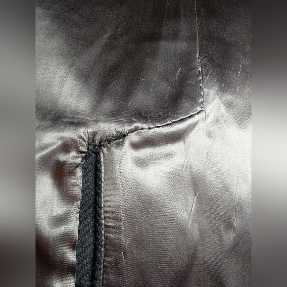 Harry Rosen Crombie Scotland pure virgin wool trench coat black/blue weave Sz M - Picture 17 of 17